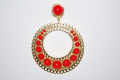 Earrings red tambourine and gold