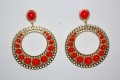 Earrings red tambourine and gold