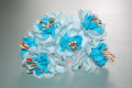 Corsage blue and turquoise dahlias