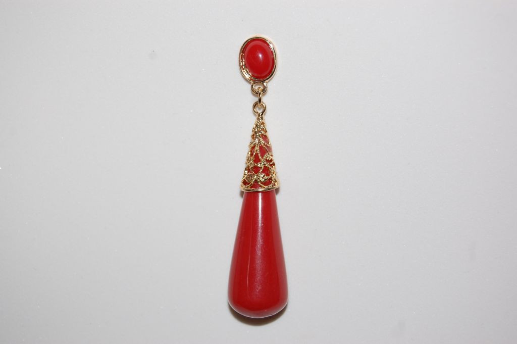 Garnet red coral earrings