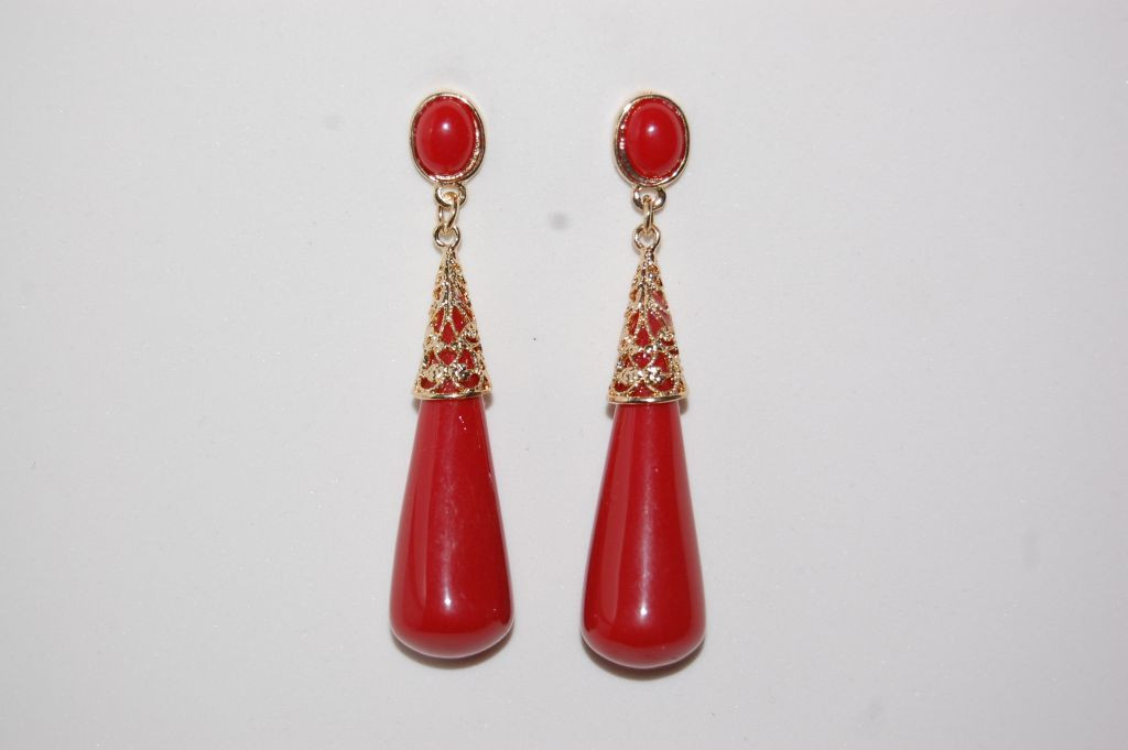 Garnet red coral earrings