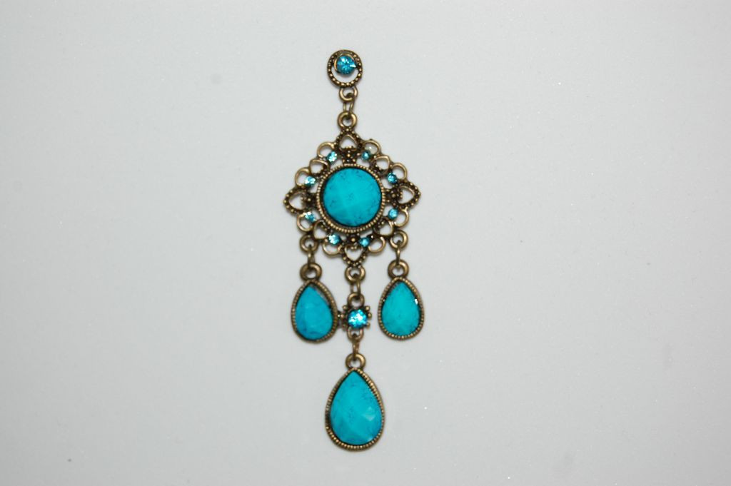 Turquoise stone long earrings