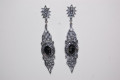 grey glass and Silver earrings