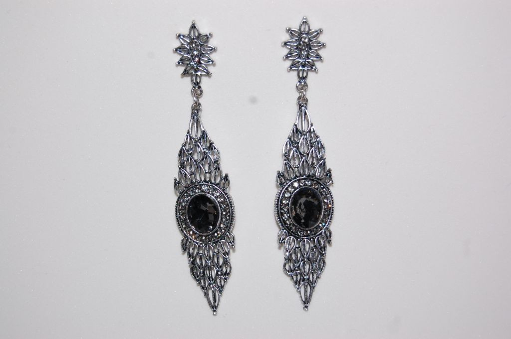 pendientes vidrio gris y plata