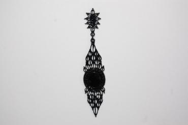 Earrings black glass