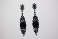 Earrings black glass