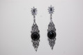 Black glass and Silver earrings