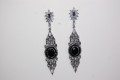 Pendientes vidrio negro y plata