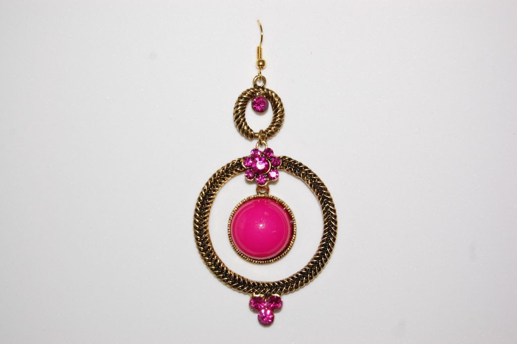 Pendientes dos aros fucsia