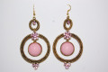 Earrings two rings pink &amp; gold