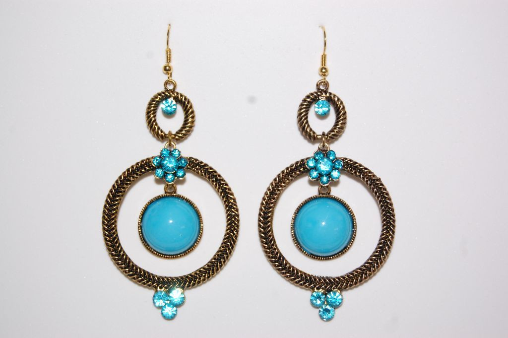 Earrings two turquoise rings