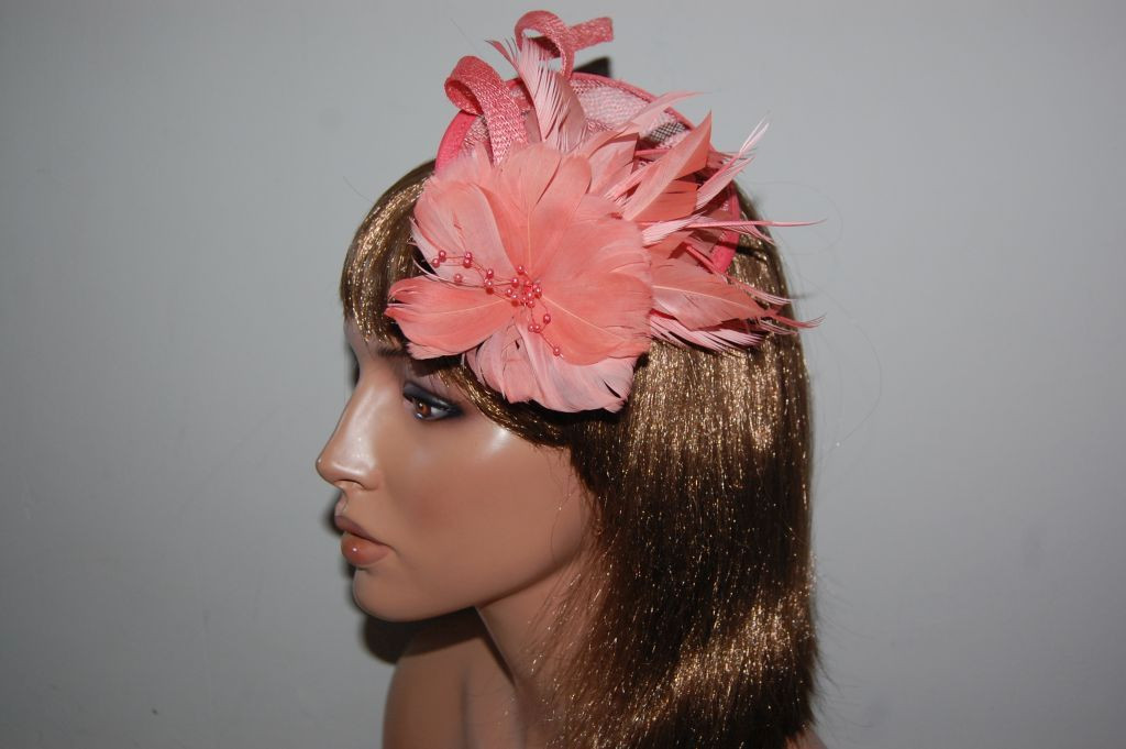 Beautiful coral Natacha headdress