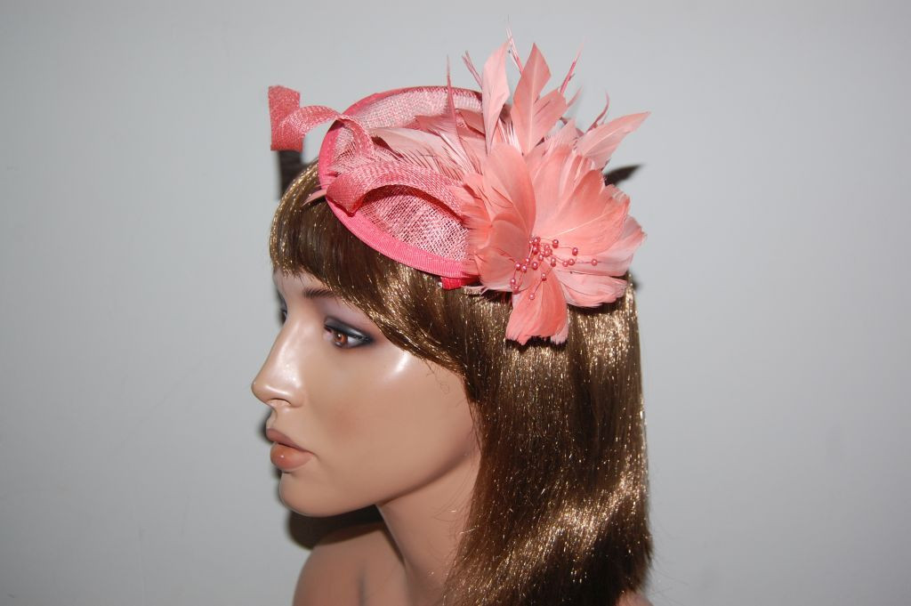 Beautiful coral Natacha headdress