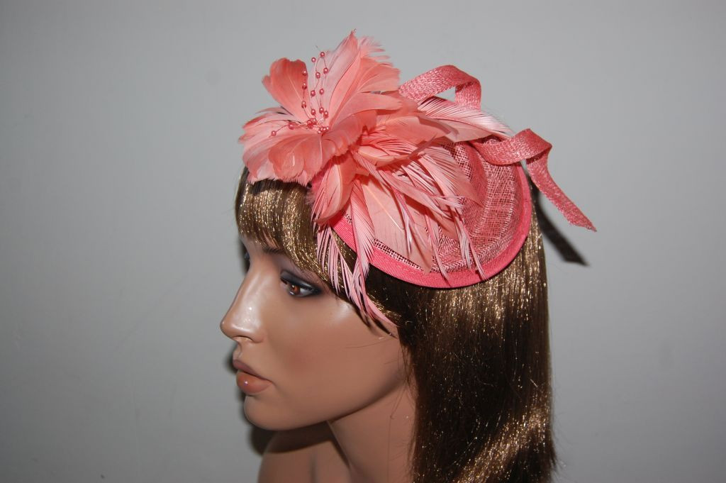 Beautiful coral Natacha headdress