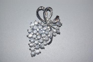 Brooch large bouquet silver and diamonds