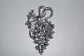 Brooch large bouquet silver and diamonds