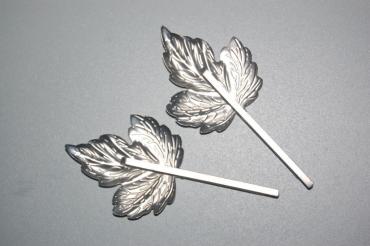 Conjunto 2 horquillas hoja plata