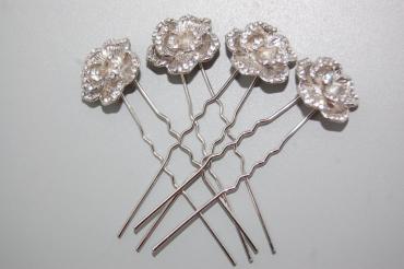 Conjunto 4 horquillas rosales plata