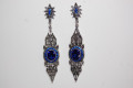 Peacock blue glass earrings