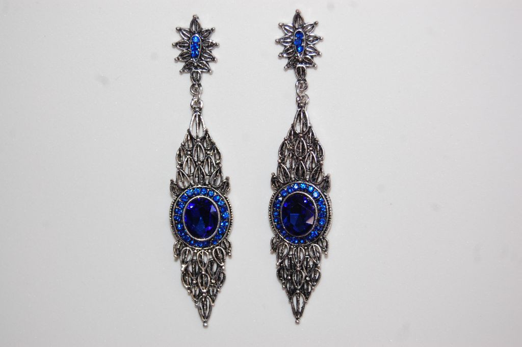 Peacock blue glass earrings