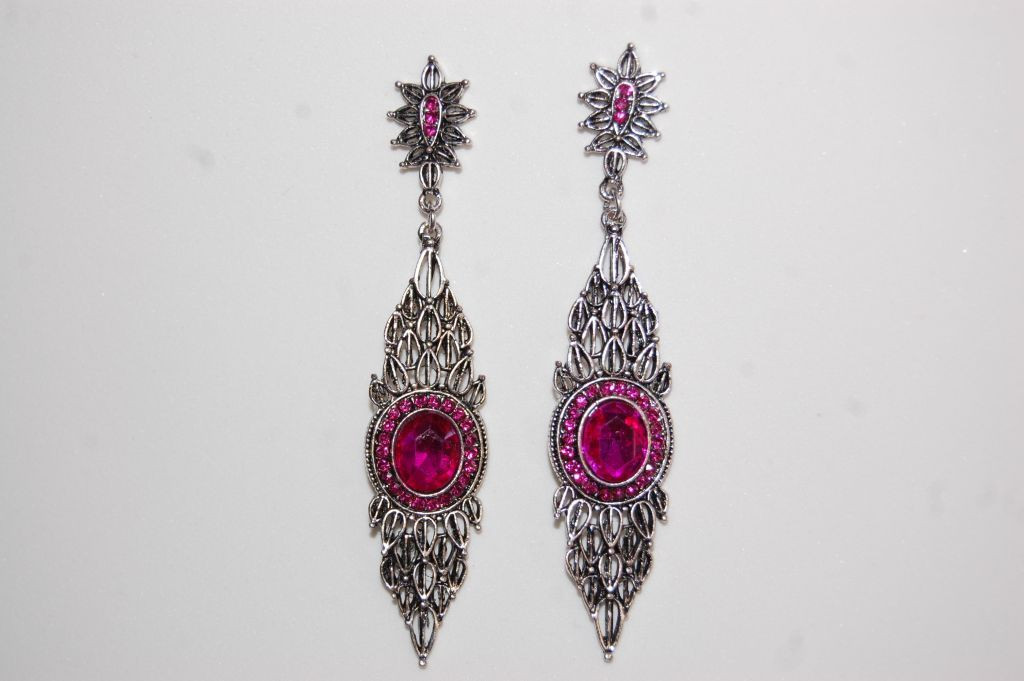 Fuchsia glass earrings