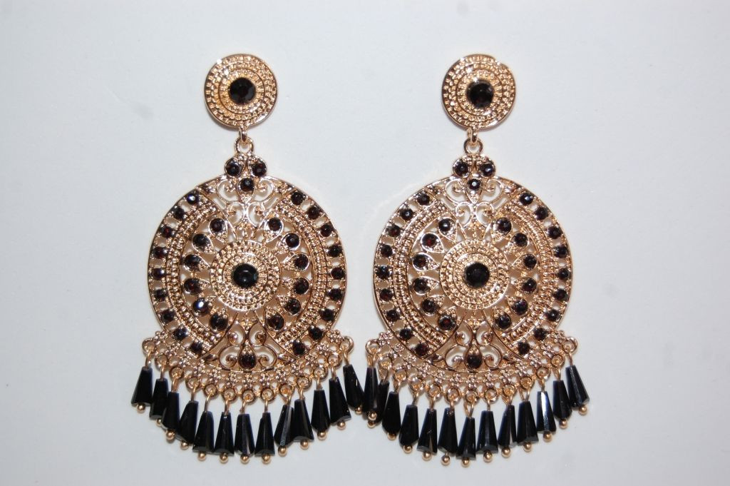 Black gold hoop earrings