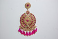 Hoop earrings gold fuschia