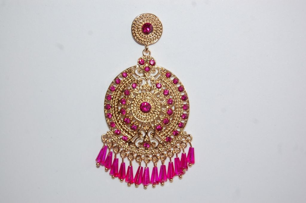 Hoop earrings gold fuschia