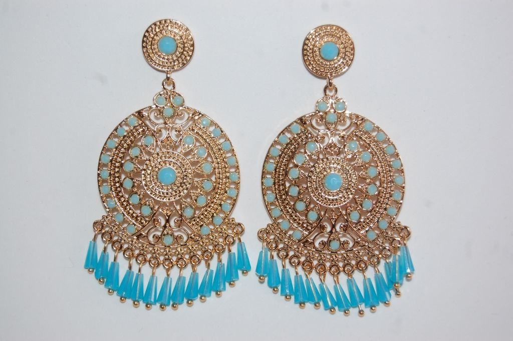 Hoop earrings gold turquoise