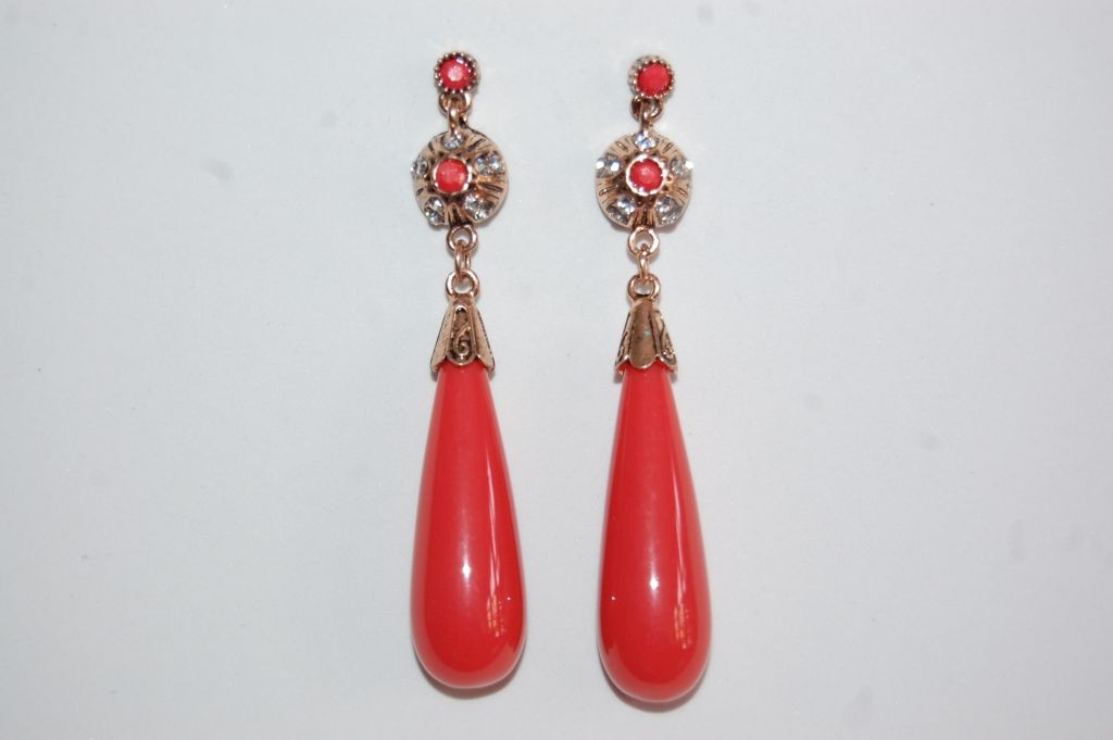 Pendientes Reina coral tierra