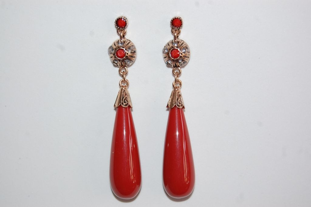 Pendientes Reina coral granate