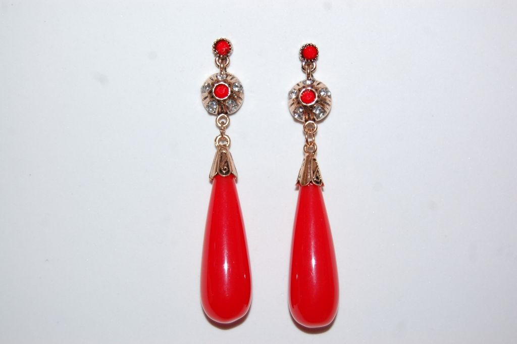 Pendientes Reina coral rojo