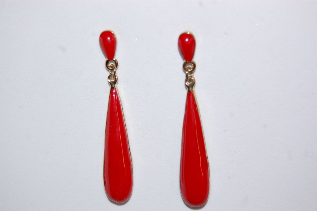 Red Teardrop Earrings metal