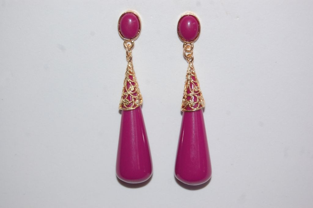 Coral gold earrings bougainvillea