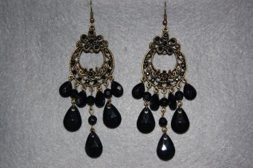 Pendiente negro flor superior