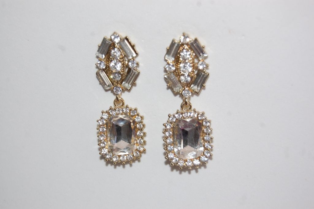 Pendientes oro y cristales