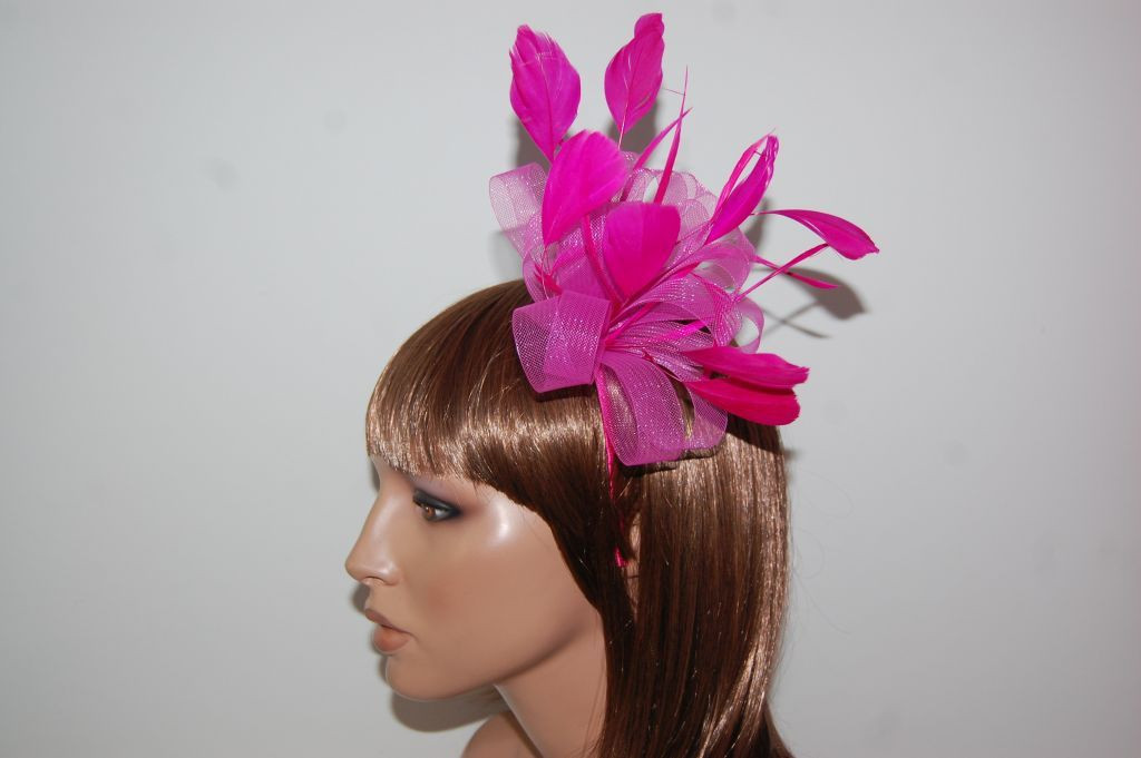 Tocado diadema gran lazada fucsia