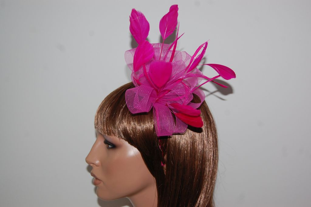 Tocado diadema gran lazada fucsia