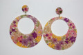 Pendientes floral oro,morado y rosa