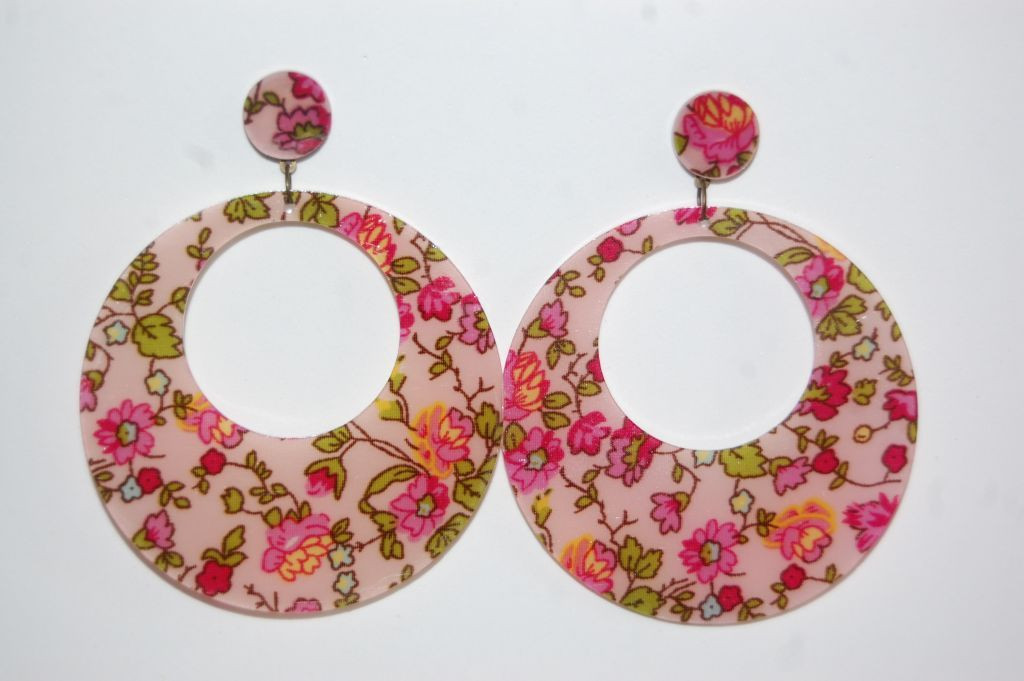 Pendientes flora rosa y fucsia