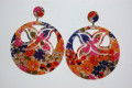 Pendientes flora azul y naranja