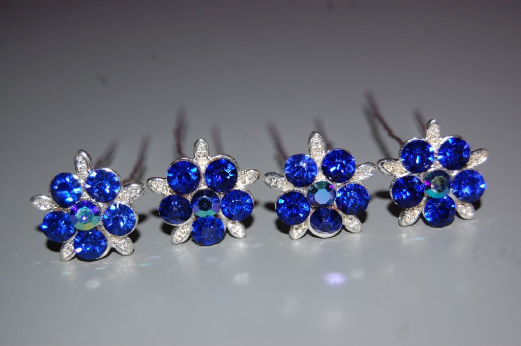 Conjunto 4 horquillas estrellas azul