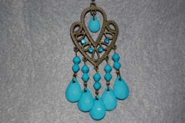 Turquoise earring double heart