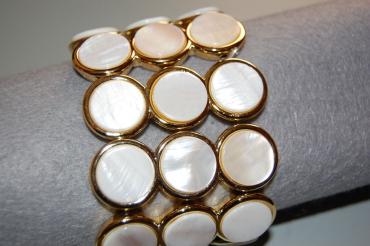 Gold and white enamel bracelet
