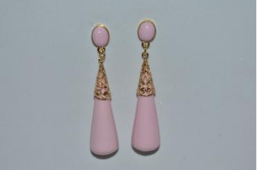 Pendientes dorados corales rosa