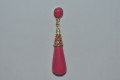 Pendientes dorados corales buganvilla fucsia