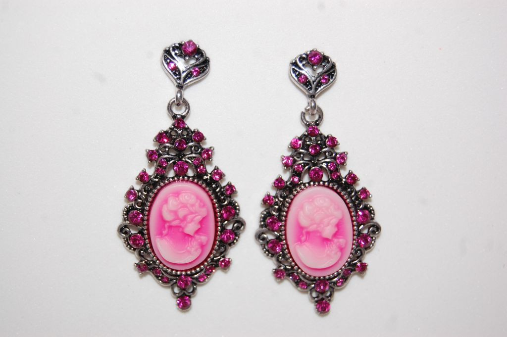 Pendientes Camafeos flamenca fucsia