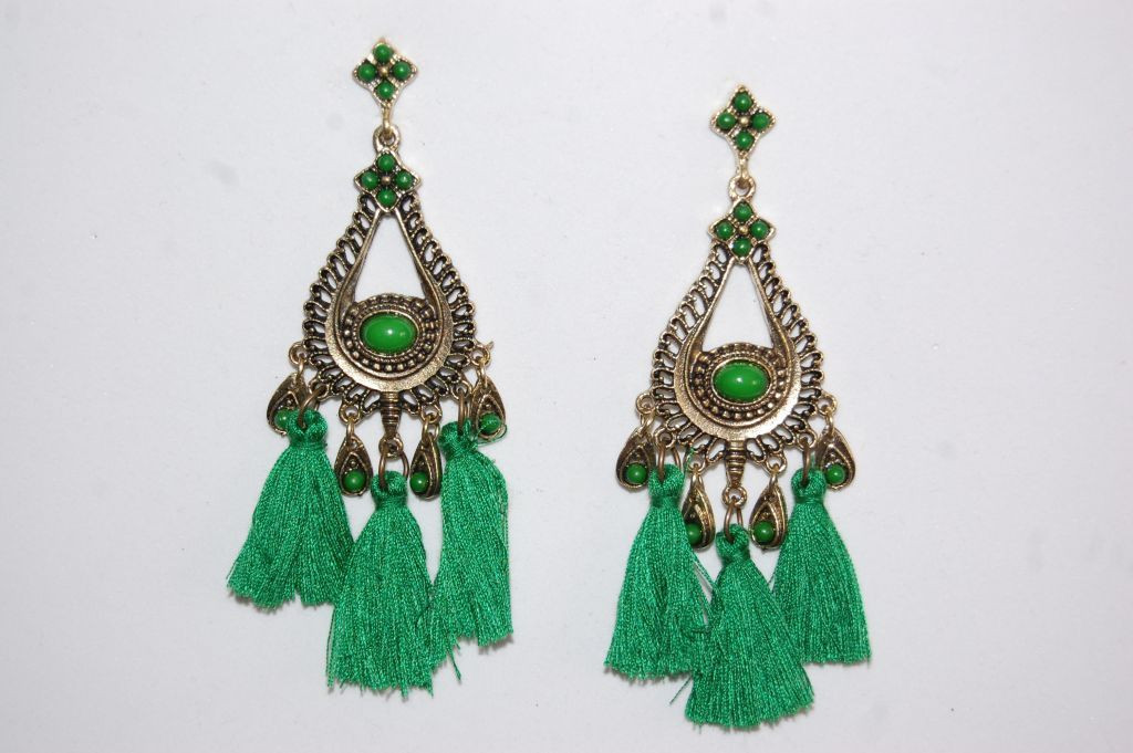 Pendientes flamenca Hilandera verde