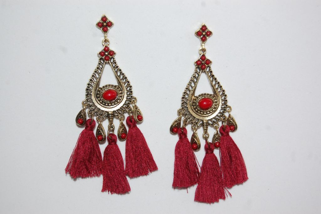 Pendientes flamenca Hilandera burdeos