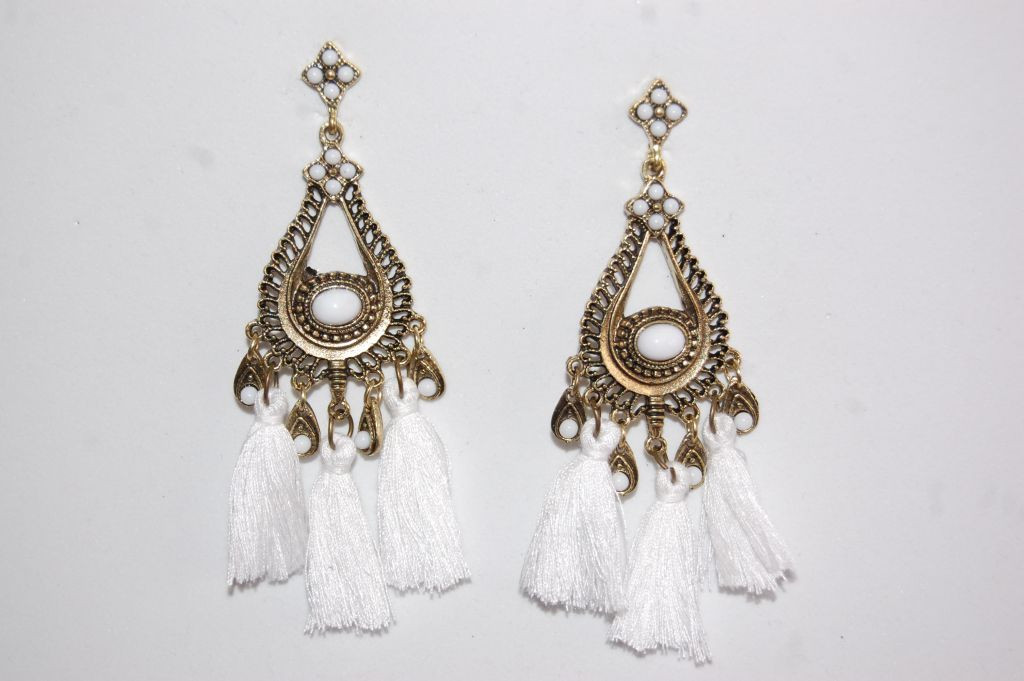 Pendientes flamenca Hilandera blanco